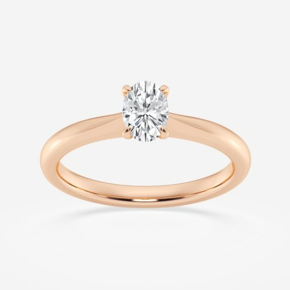 1/2 ctw Oval Lab Grown Diamond Petite Solitaire Engagement Ring - Picture 5 of 7